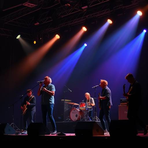 Live event coverage: A band performing on stage